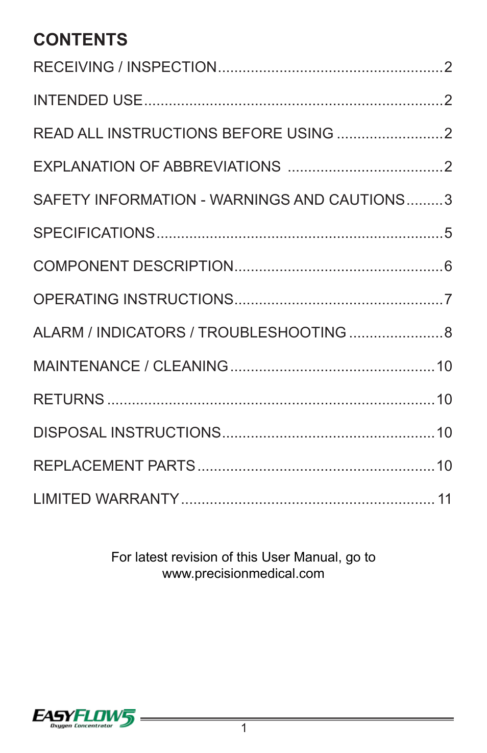 Precision Medical PM4351 EasyFlow5 User Manual | Page 2 / 12