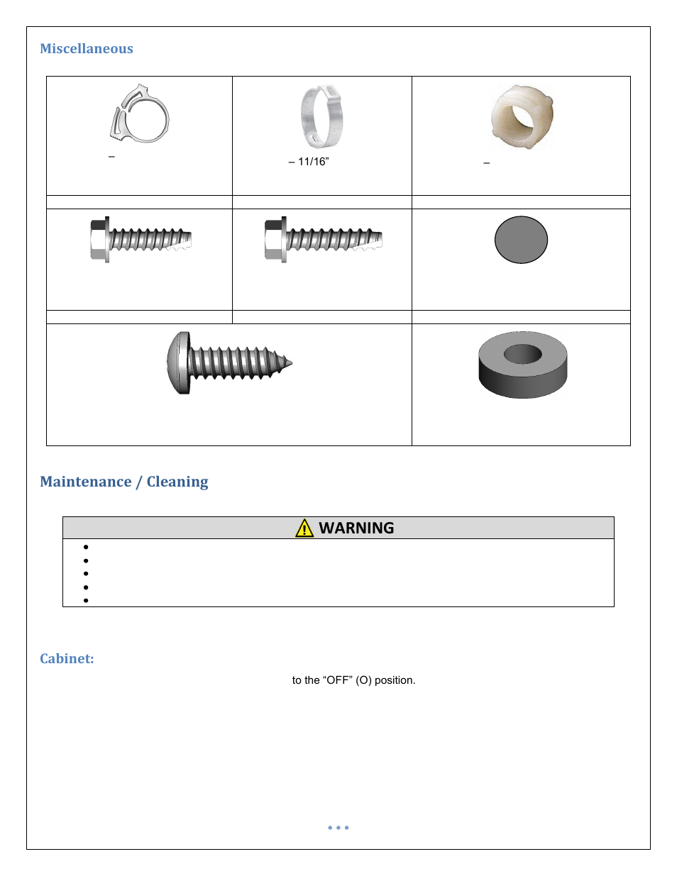 Miscellaneous, Maintenance / cleaning, Cabinet | Warning | Precision Medical PM4351 EasyFlow5 User Manual | Page 10 / 22