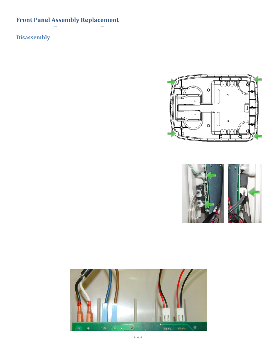 Front panel assembly replacement, Disassembly | Precision Medical PM4351 EasyFlow5 User Manual | Page 14 / 22