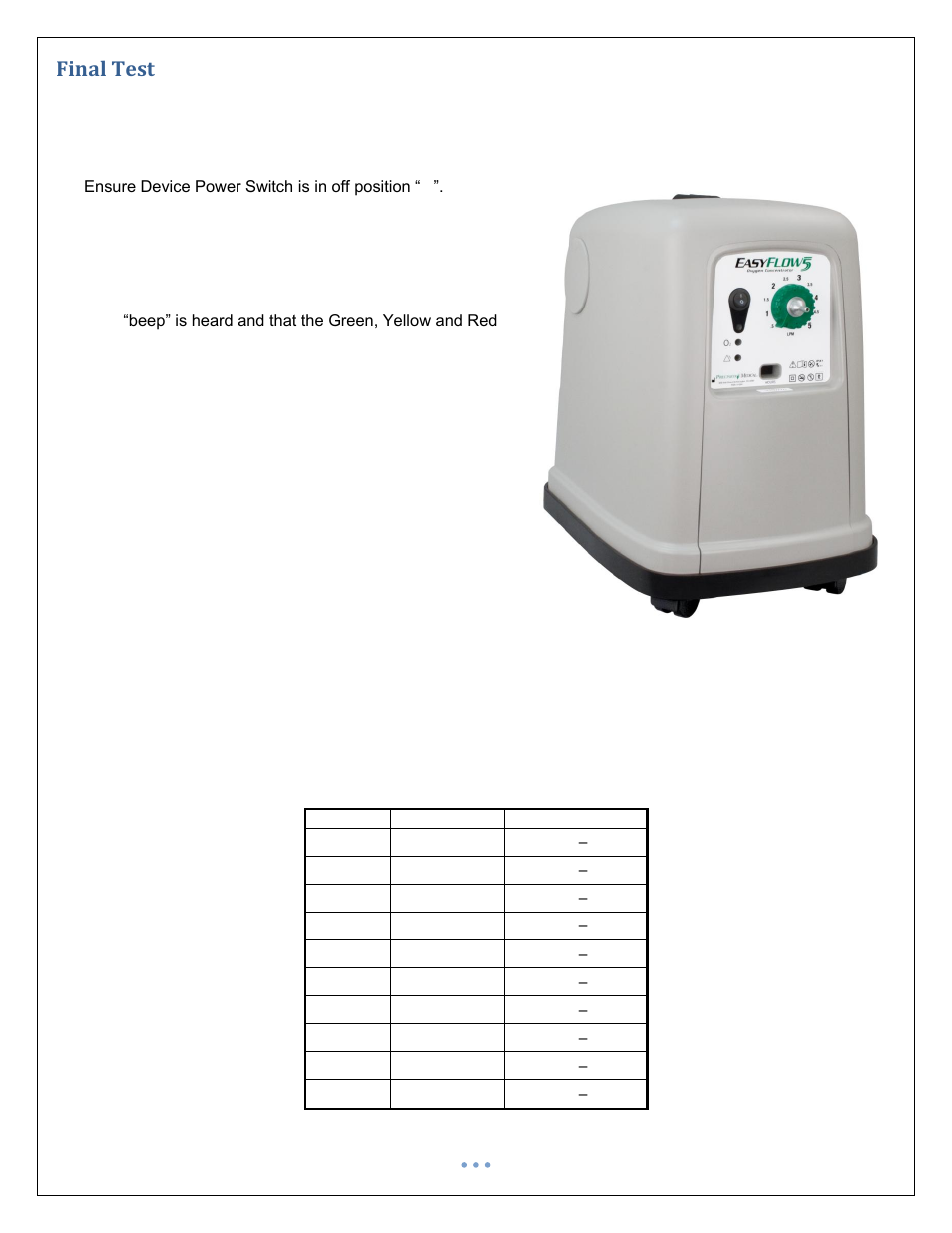 Final test | Precision Medical PM4351 EasyFlow5 User Manual | Page 20 / 22