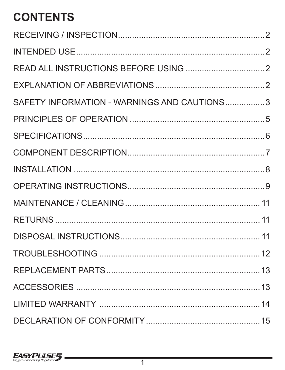 Precision Medical EasyPulse5 Oxygen Conserving Regulator User Manual | Page 2 / 16