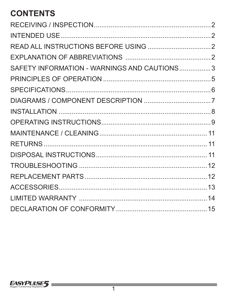 Precision Medical EasyPulse5 Oxygen Conserving Regulator User Manual | Page 2 / 16