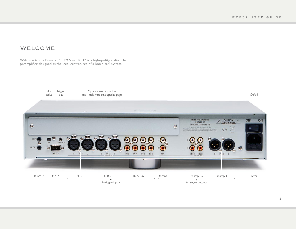 Welcome | Primare PRE32 preamplifier User Manual | Page 2 / 10