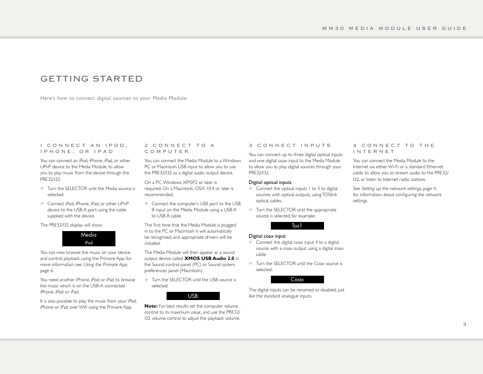 Getting started | Primare PRE32 preamplifier User Manual | Page 3 / 8
