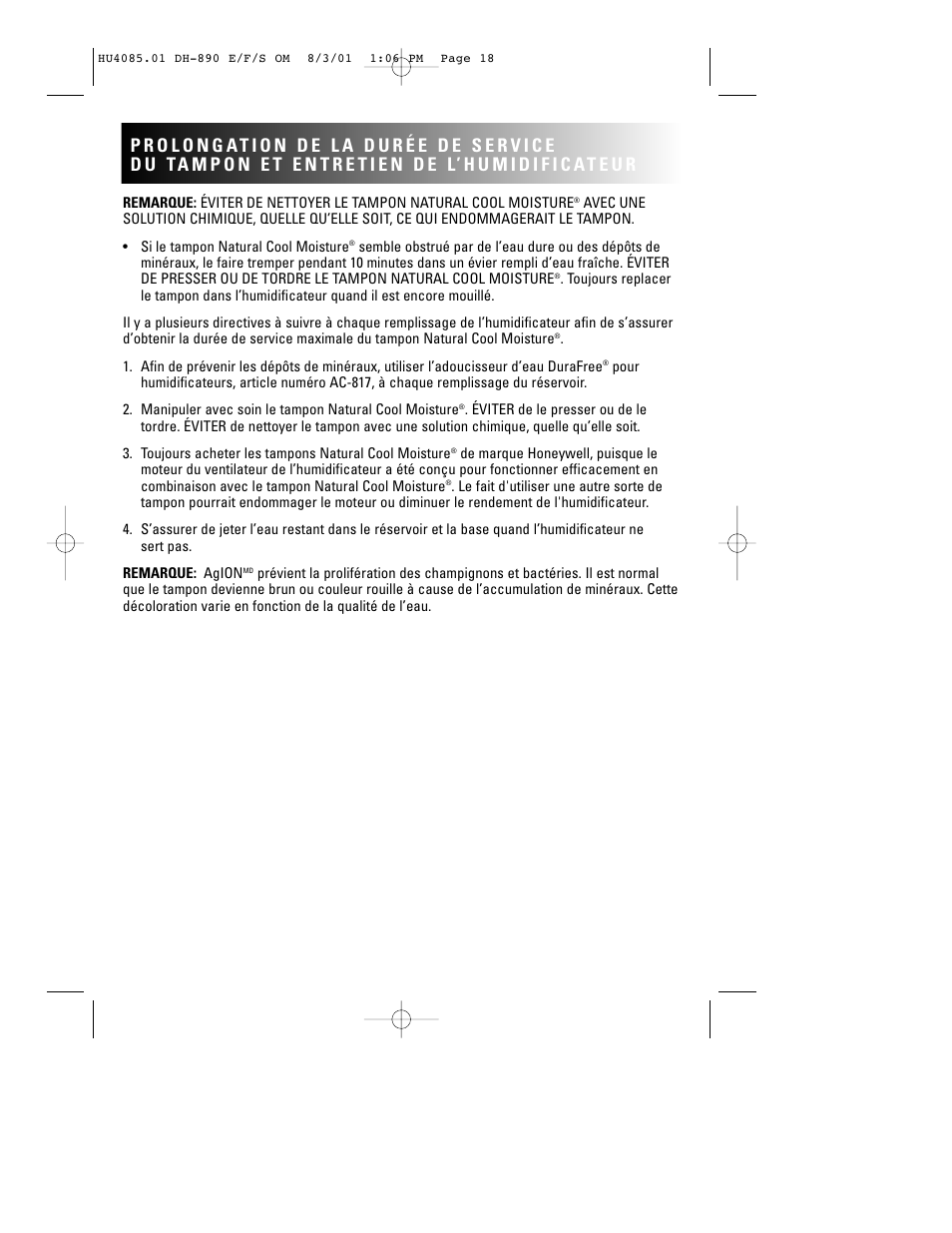 Duracraft DH-890 User Manual | Page 20 / 36