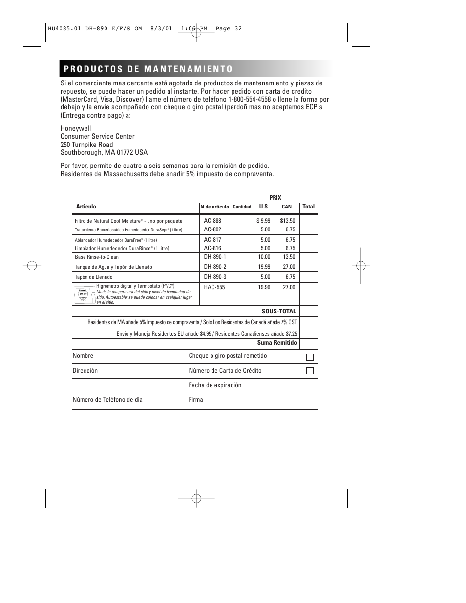 Duracraft DH-890 User Manual | Page 35 / 36