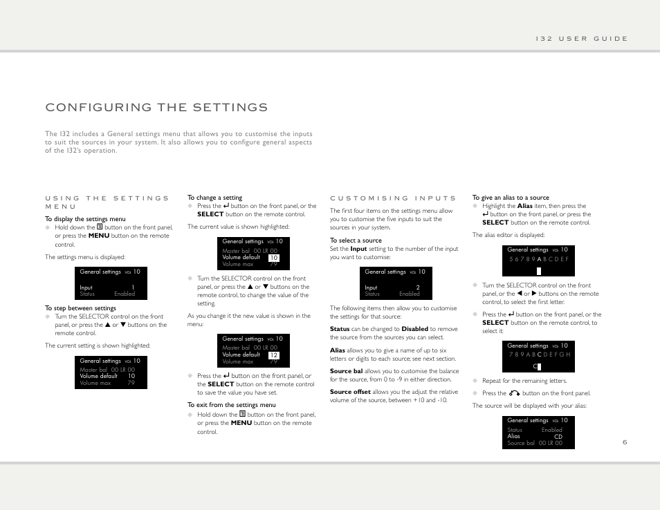 Configuring the settings | Primare I32 integrated amplifier User Manual | Page 6 / 10