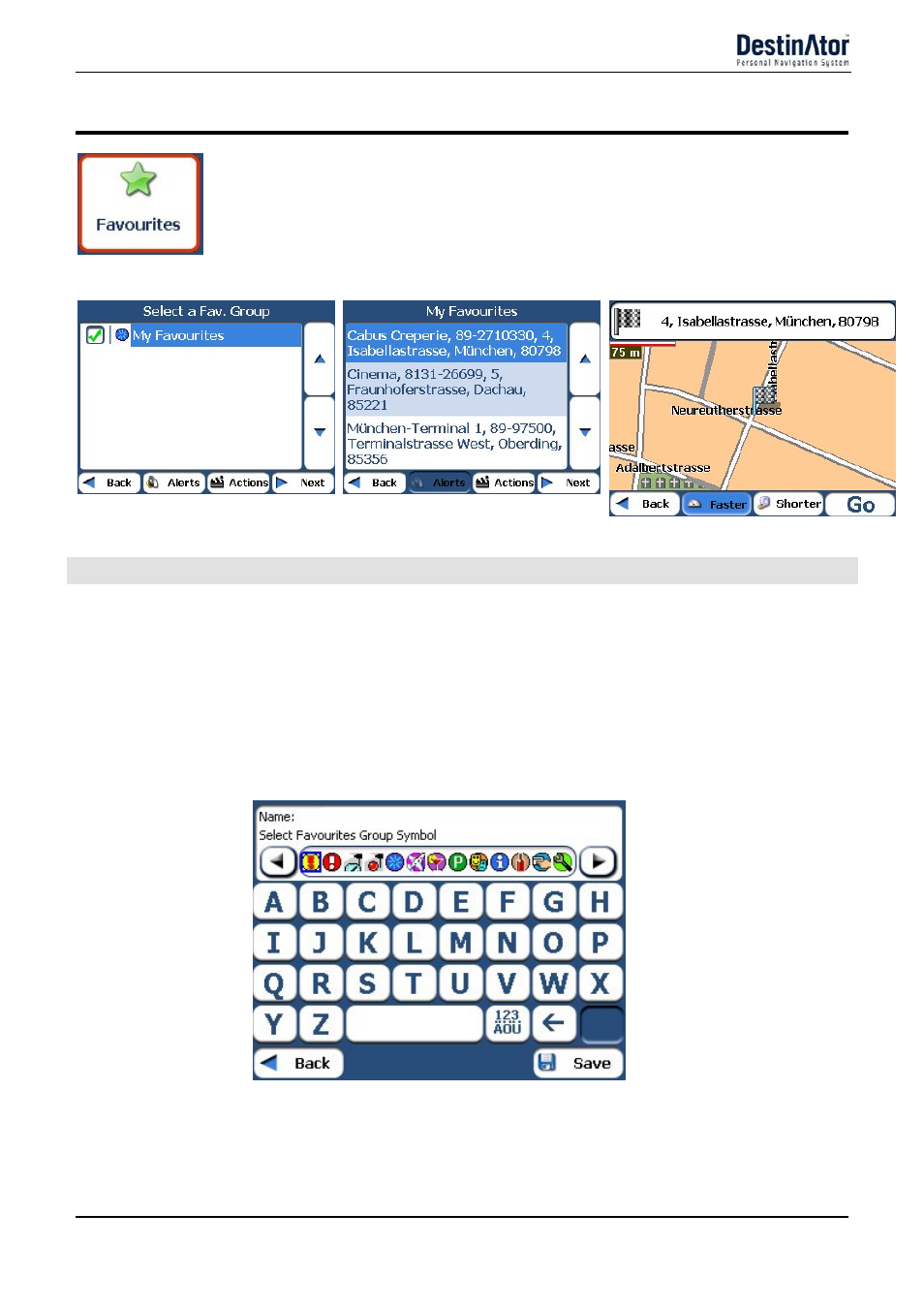 My favorites, Favorite groups, Add group | Edit group | Destinator 6 User Manual | Page 18 / 45