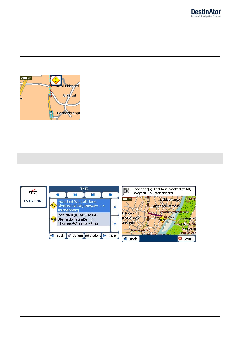 Traffic information, Send as sms | Destinator 6 User Manual | Page 23 / 45