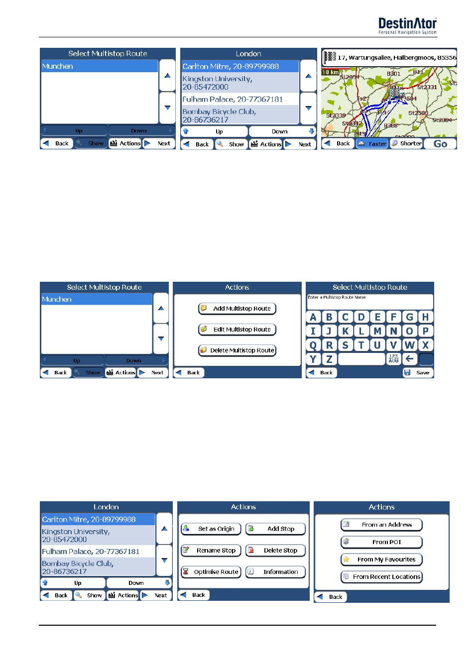 Defining route groups, Setting stops along the route | Destinator 6 User Manual | Page 31 / 45