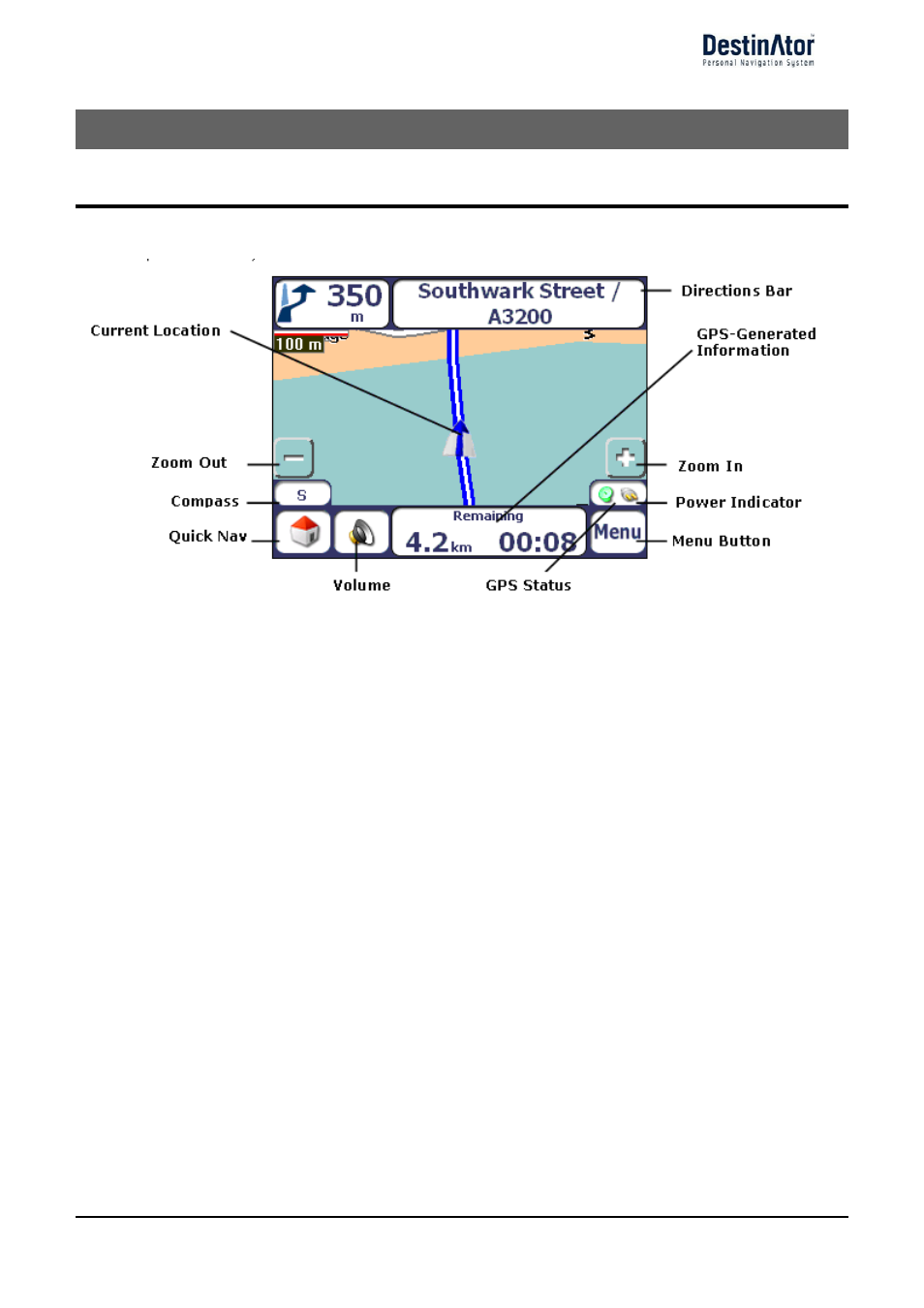 2 - getting started, Main map, Getting started | Destinator 6 User Manual | Page 7 / 45