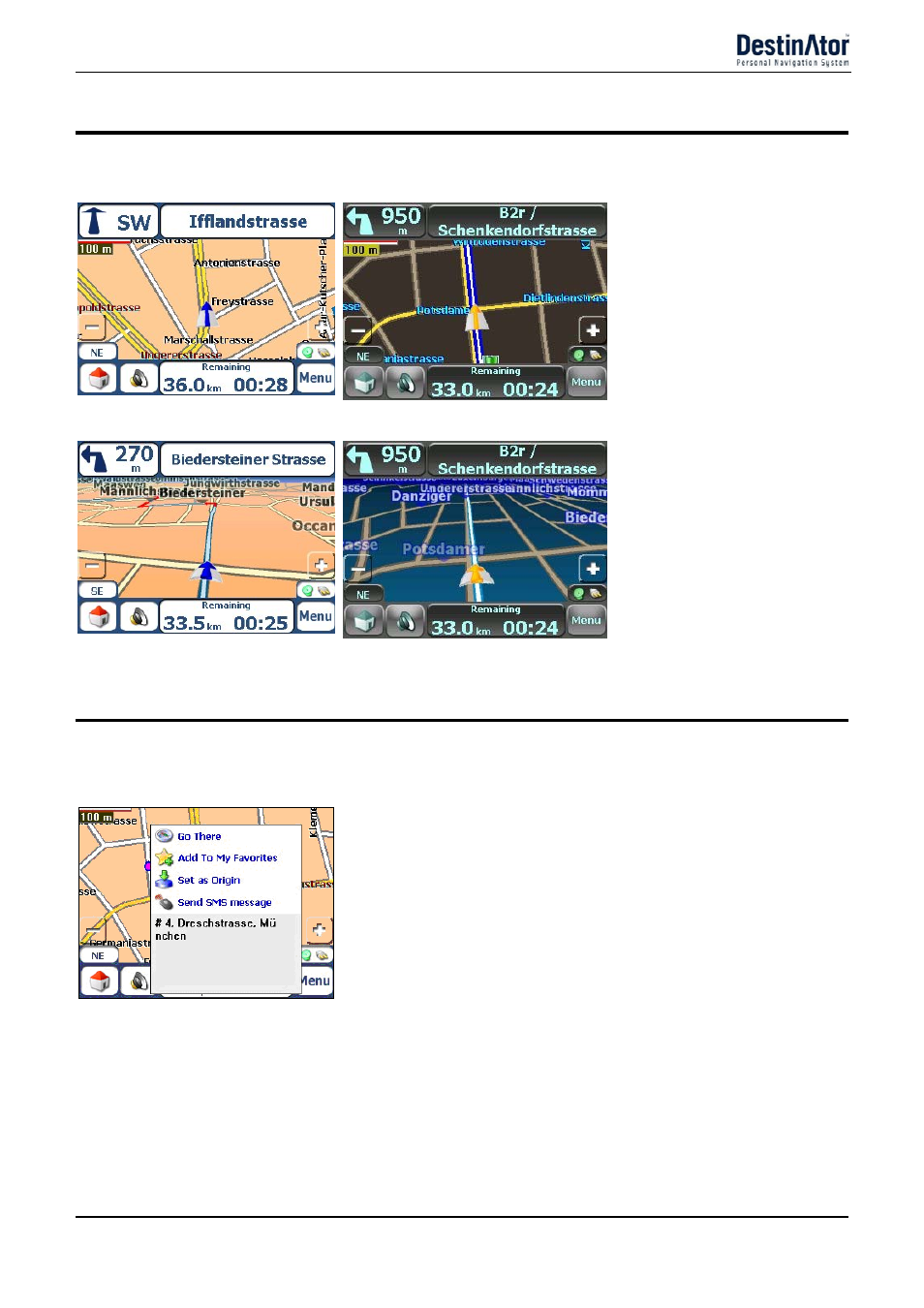 Map views, Point on the map | Destinator 6 User Manual | Page 9 / 45
