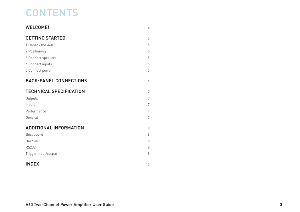 Primare A60 power amplifier User Manual | Page 3 / 12