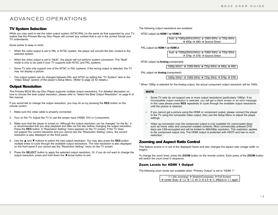 Advanced operations | Primare BD32 universal player User Manual | Page 18 / 44