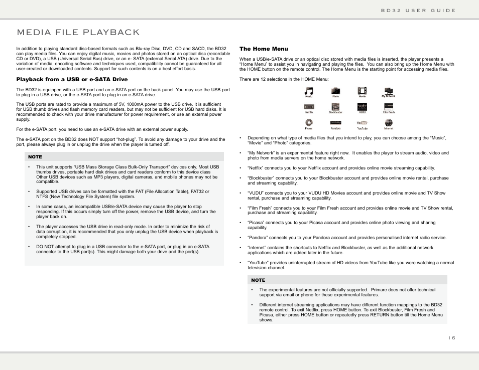 Media file playback | Primare BD32 universal player User Manual | Page 22 / 44