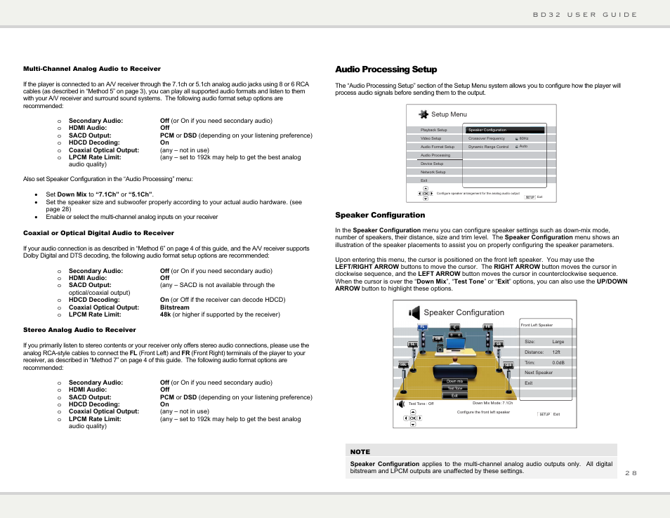 Audio processing setup | Primare BD32 universal player User Manual | Page 34 / 44