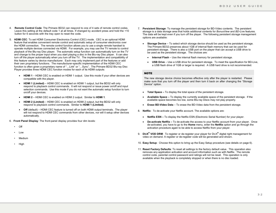Primare BD32 universal player User Manual | Page 38 / 44