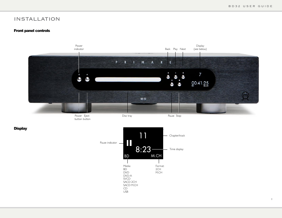 Installation | Primare BD32 universal player User Manual | Page 7 / 44