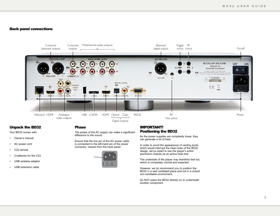 Primare BD32 universal player User Manual | Page 8 / 44