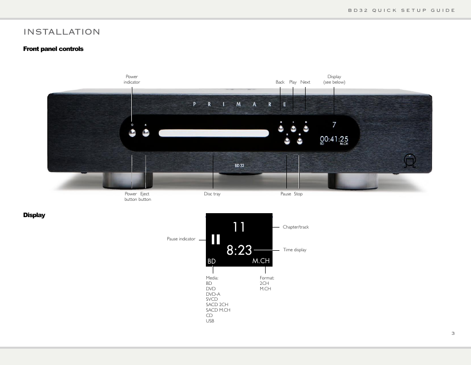 Installation | Primare BD32 universal player User Manual | Page 3 / 8