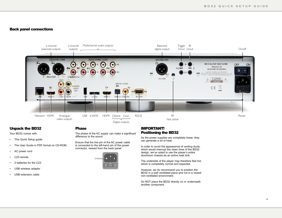 Primare BD32 universal player User Manual | Page 4 / 8