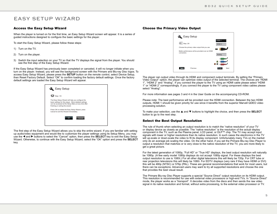 Easy setup wizard | Primare BD32 universal player User Manual | Page 5 / 8