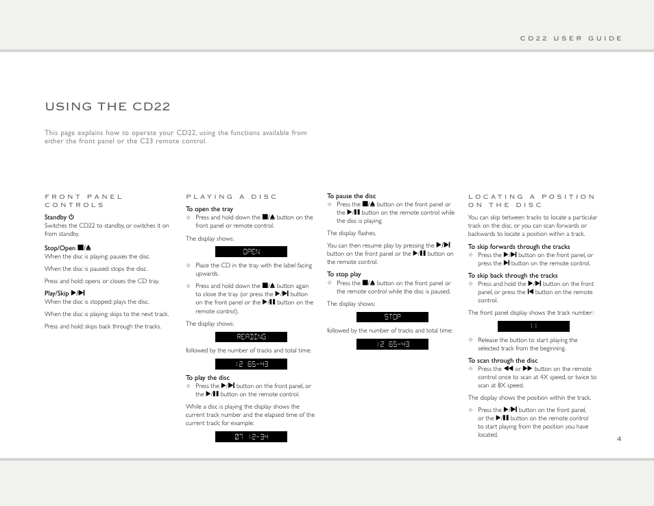 Using the cd22 | Primare CD22 CD player User Manual | Page 4 / 10
