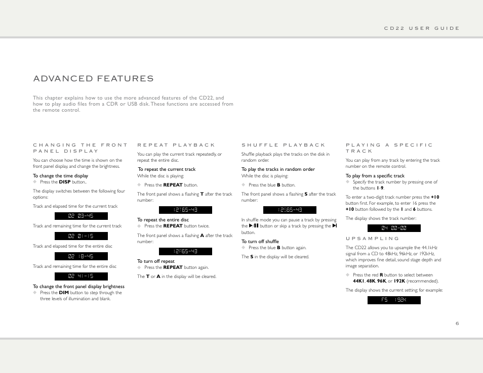 Advanced features | Primare CD22 CD player User Manual | Page 6 / 10