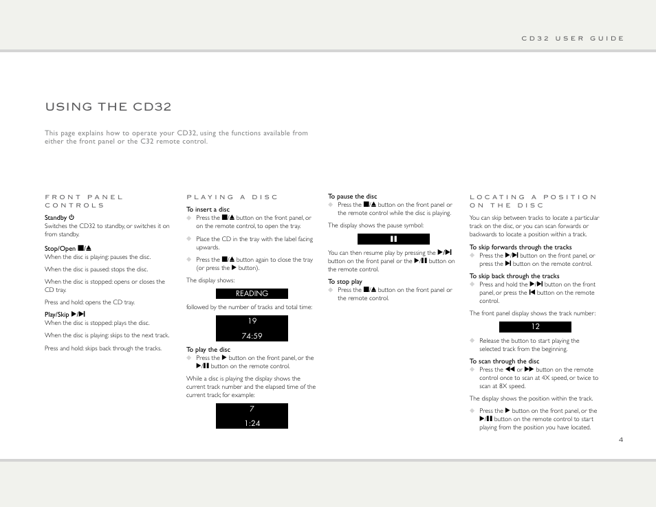 Using the cd32 | Primare CD32 CD player User Manual | Page 4 / 10