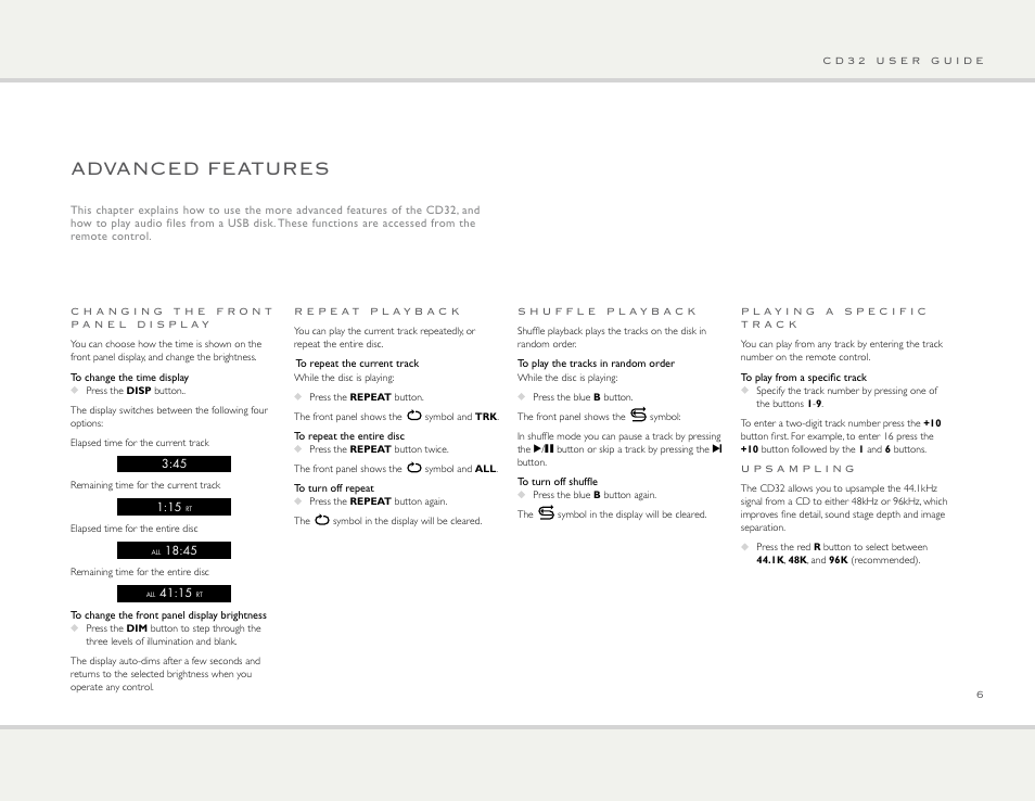 Advanced features | Primare CD32 CD player User Manual | Page 6 / 10