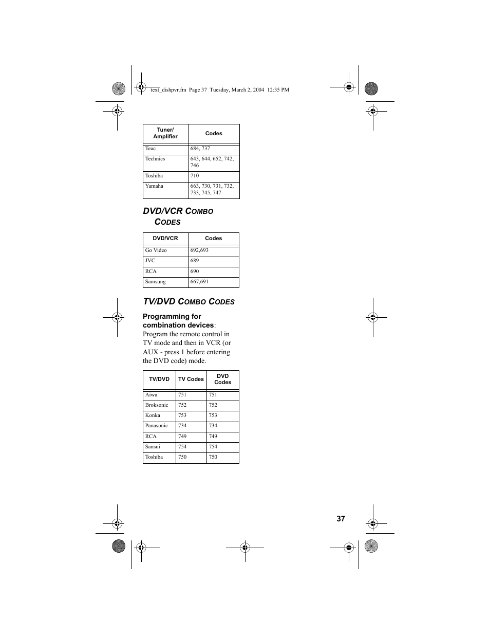 Dvd/vcr c, Tv/dvd c | Dish Network DISH 811 User Manual | Page 37 / 45