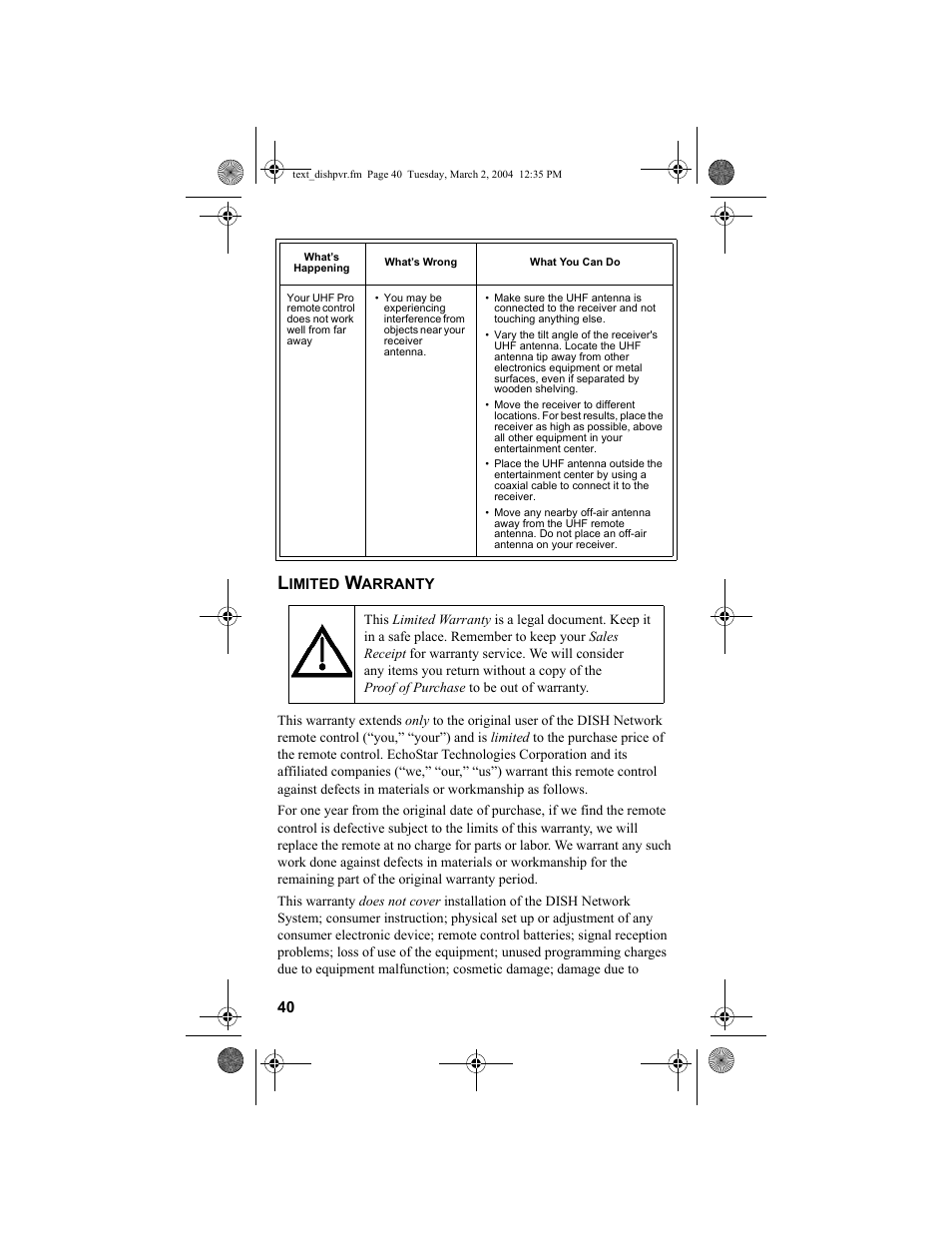 Dish Network DISH 811 User Manual | Page 40 / 45