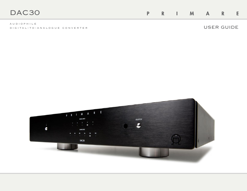 Primare DAC30 high resolution DAC User Manual | 8 pages