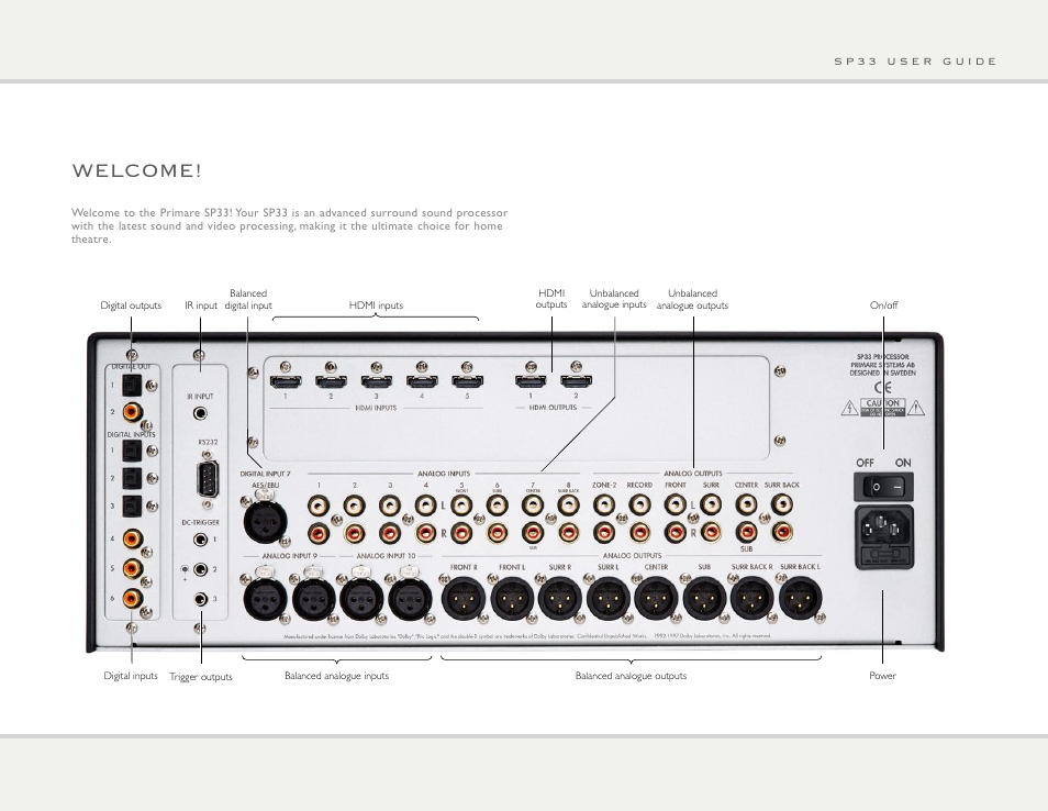 Welcome | Primare SP33 av preamp User Manual | Page 2 / 15