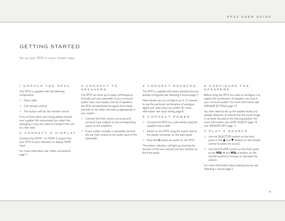 Getting started | Primare SP33 av preamp User Manual | Page 4 / 15
