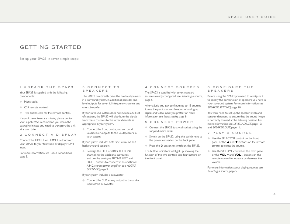 Getting started | Primare SPA23 av integrated amp User Manual | Page 4 / 15