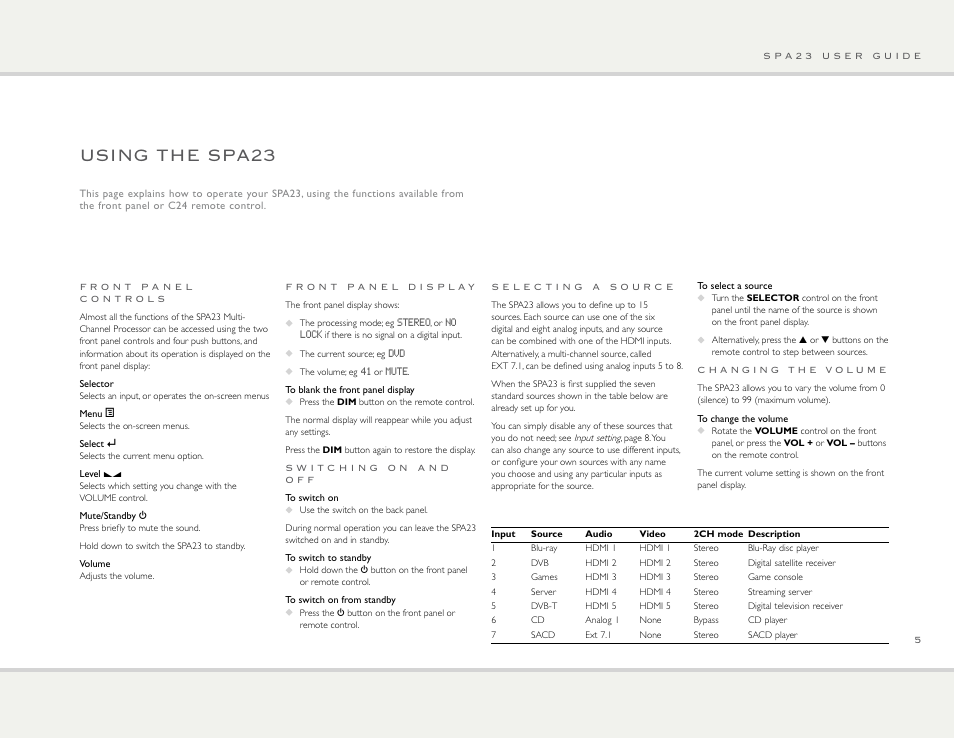 Using the spa23 | Primare SPA23 av integrated amp User Manual | Page 5 / 15