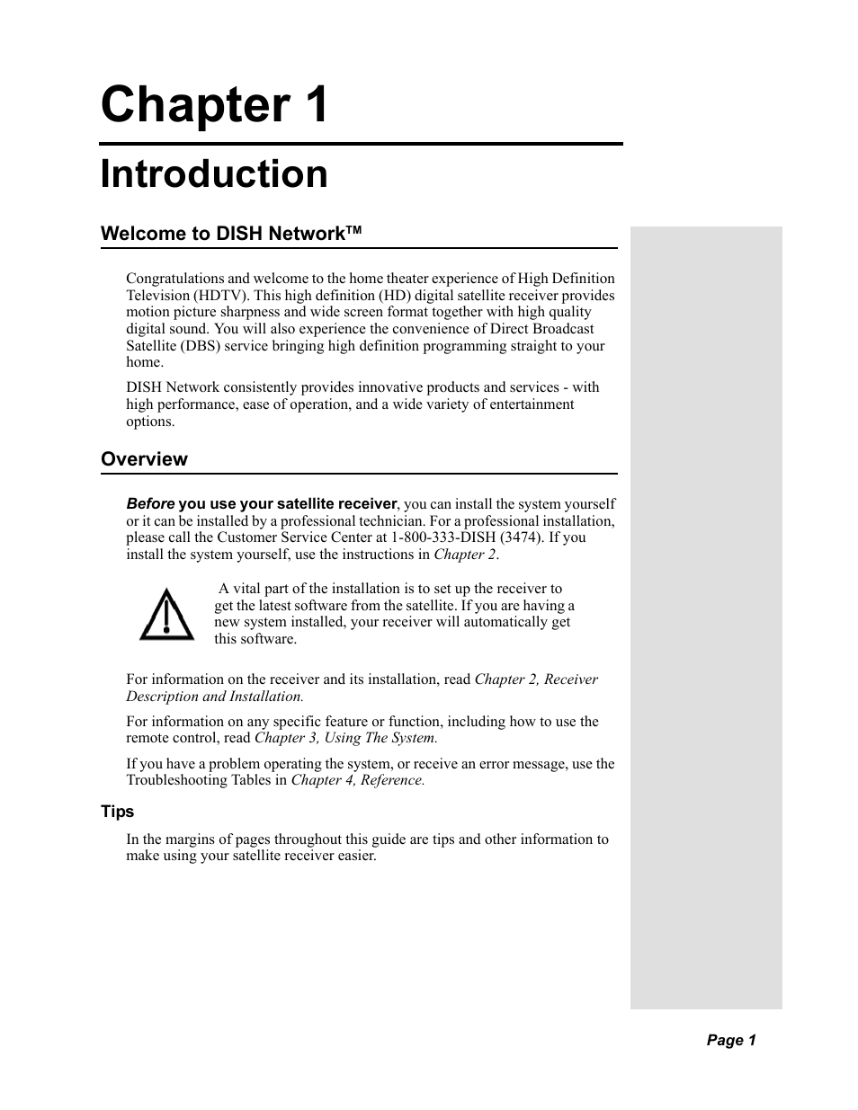 Chapter1, Chapter 1 - introduction, Welcome to dish network™ overview | Chapter 1, Introduction | Dish Network Solo 811 User Manual | Page 6 / 110