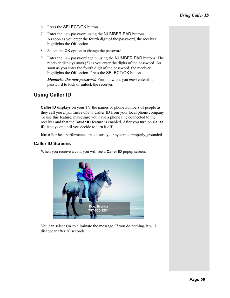 Using caller id | Dish Network Solo 811 User Manual | Page 64 / 110