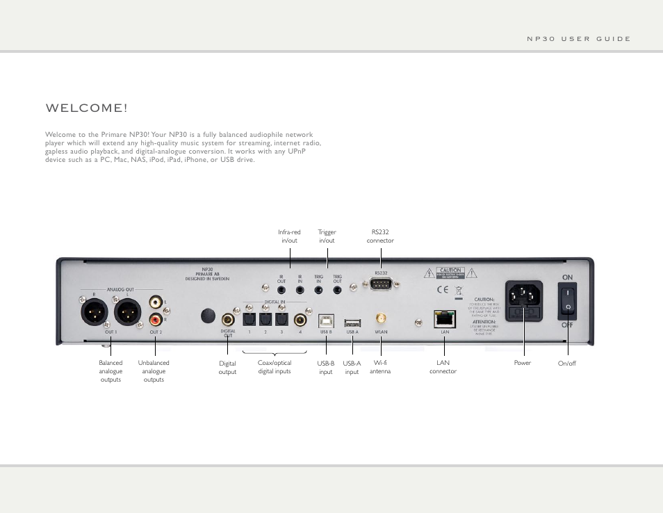 Welcome | Primare NP30 network player User Manual | Page 2 / 10