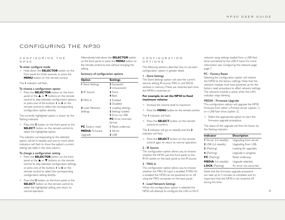 Configuring the np30 | Primare NP30 network player User Manual | Page 6 / 10