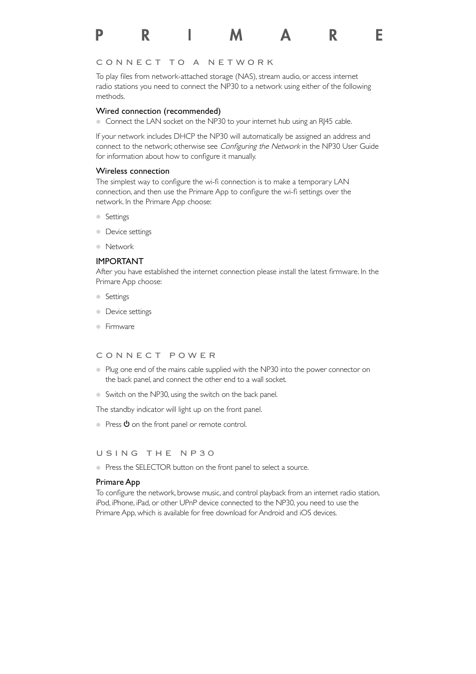 Primare NP30 network player User Manual | Page 2 / 2