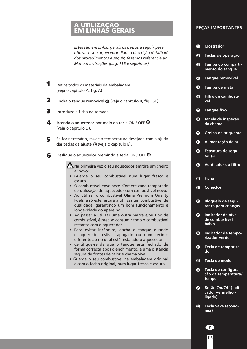 A utilização em linhas gerais | Qlima SRE3230C User Manual | Page 135 / 184