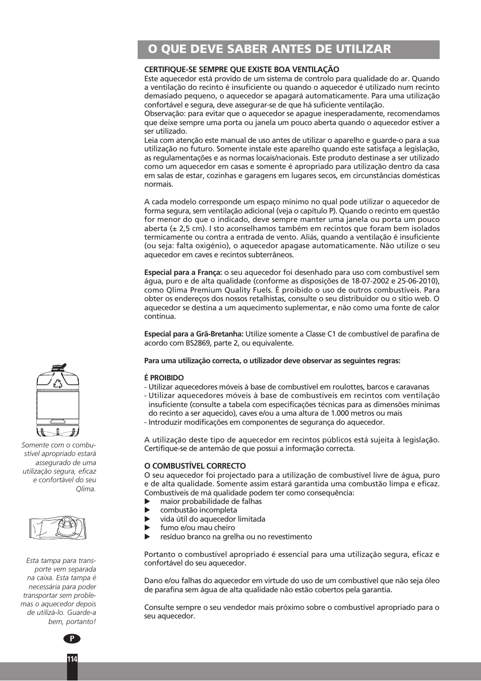 O que deve saber antes de utilizar | Qlima SRE3230C User Manual | Page 136 / 184