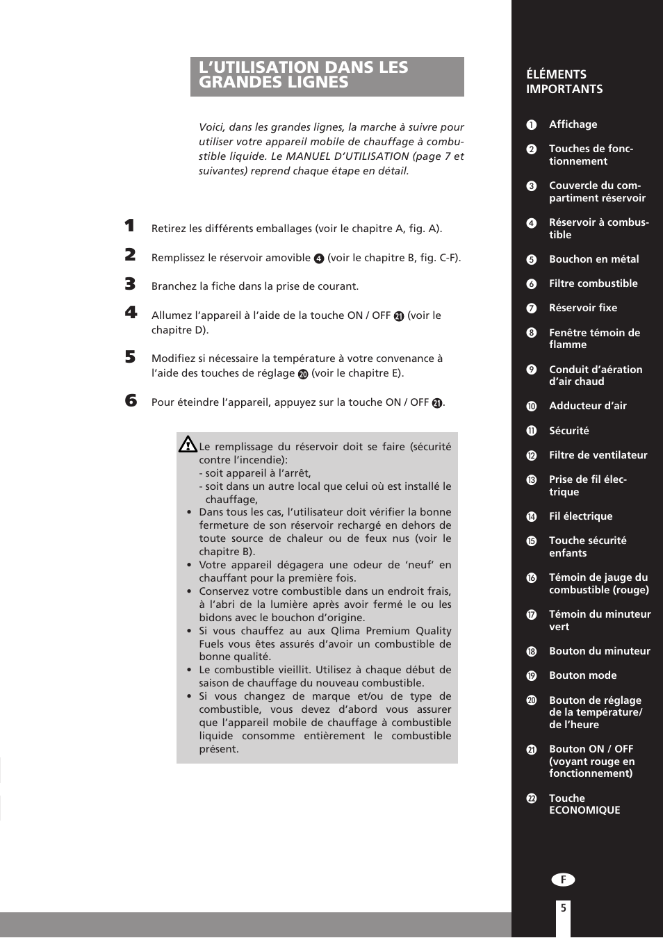 L’utilisation dans les grandes lignes | Qlima SRE3230C User Manual | Page 27 / 184