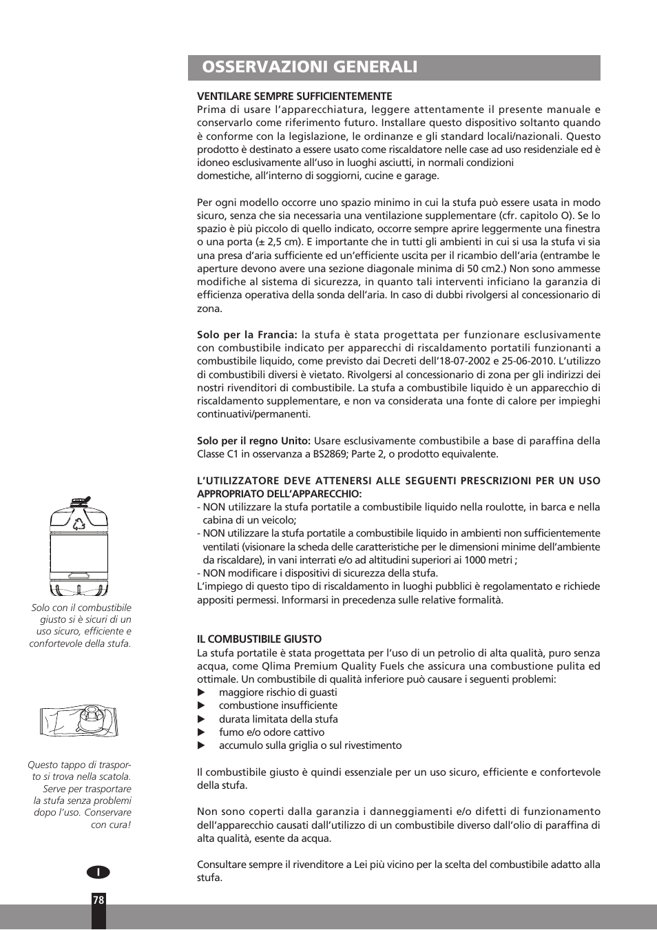 Osservazioni generali | Qlima SRE3531TC User Manual | Page 100 / 184