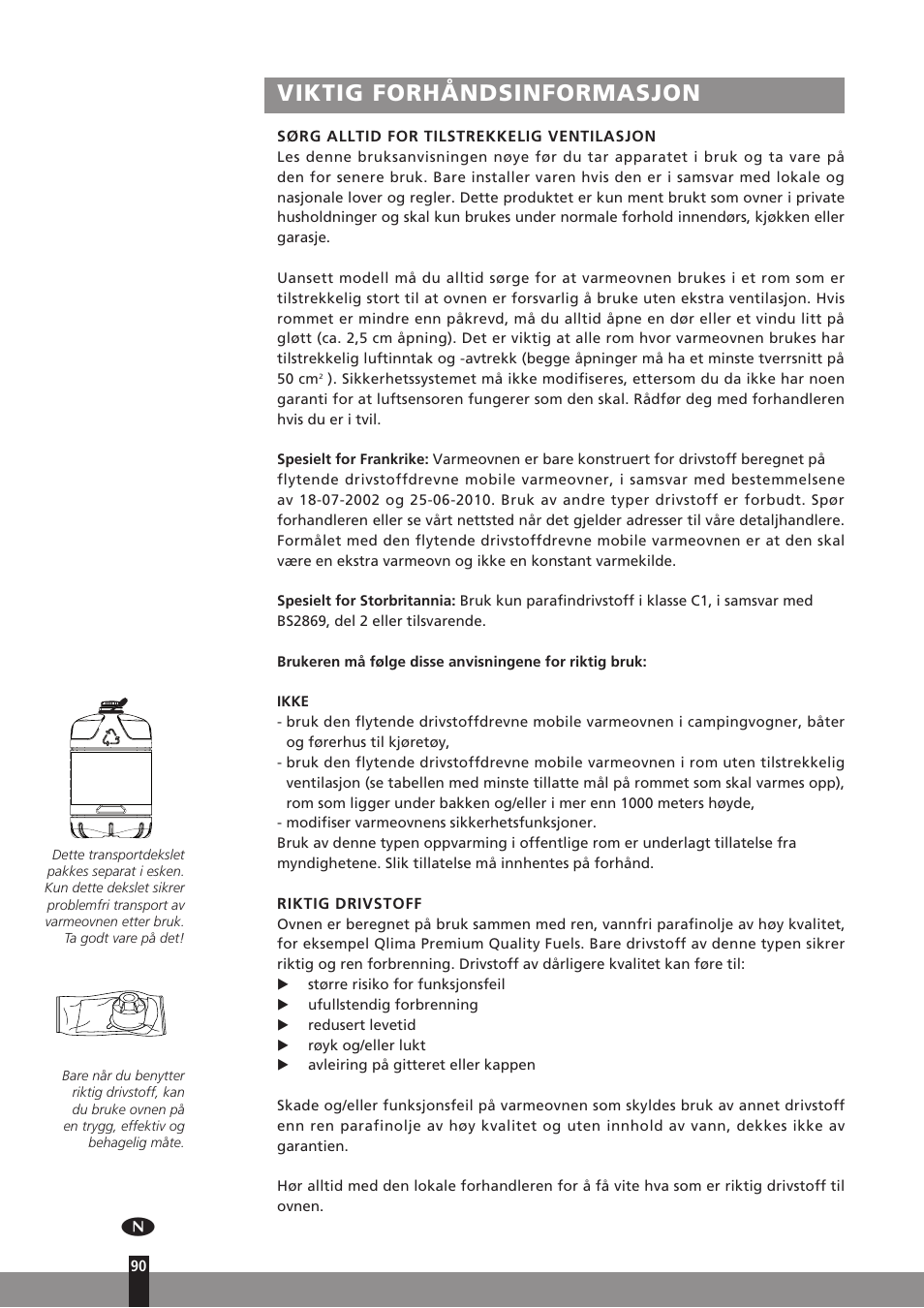 Viktig forhåndsinformasjon | Qlima SRE3531TC User Manual | Page 112 / 184