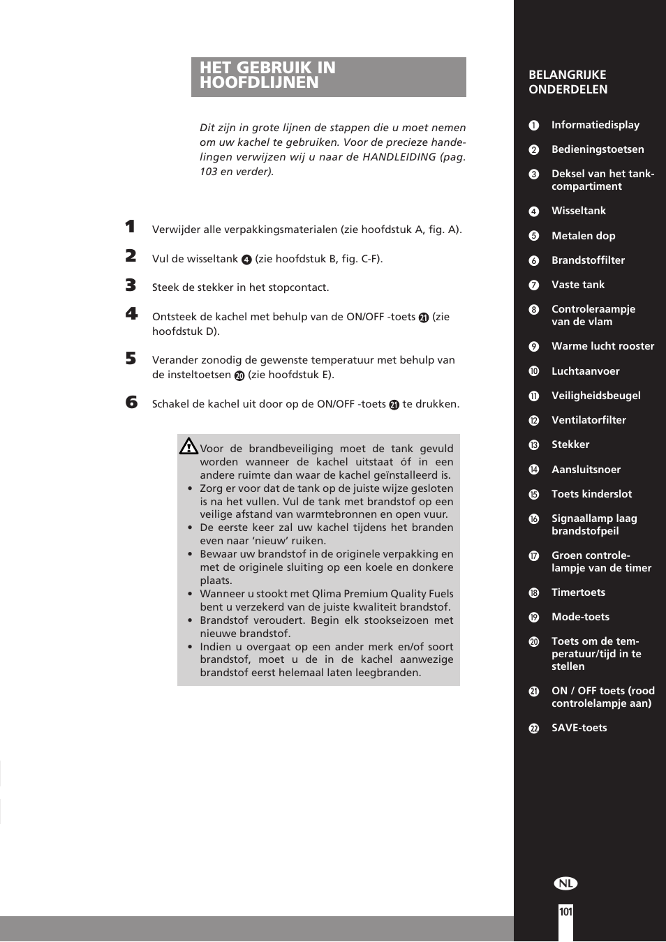Het gebruik in hoofdlijnen | Qlima SRE7037C User Manual | Page 123 / 184