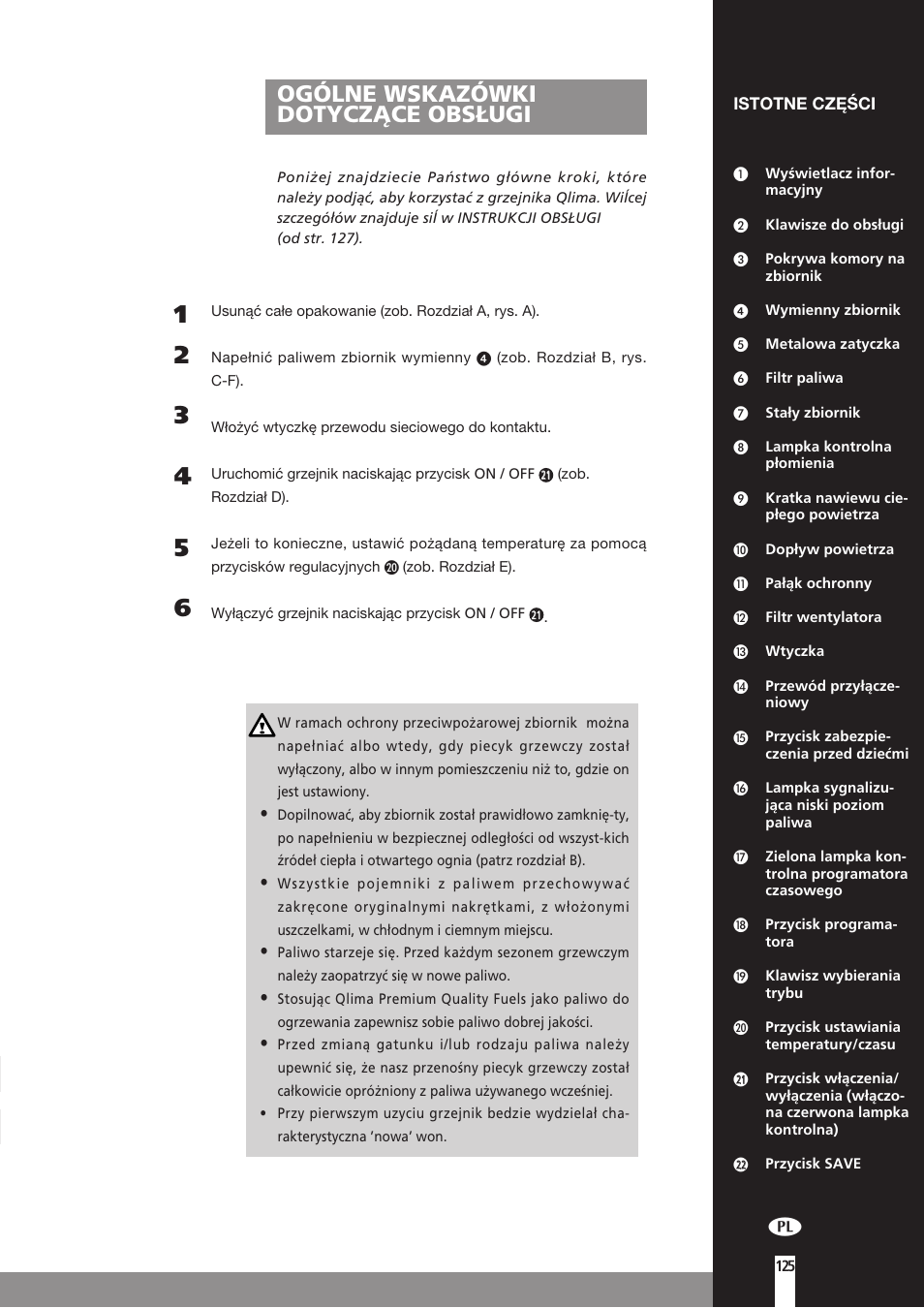 Ogólne wskazówki dotyczące obsługi | Qlima SRE7037C User Manual | Page 147 / 184