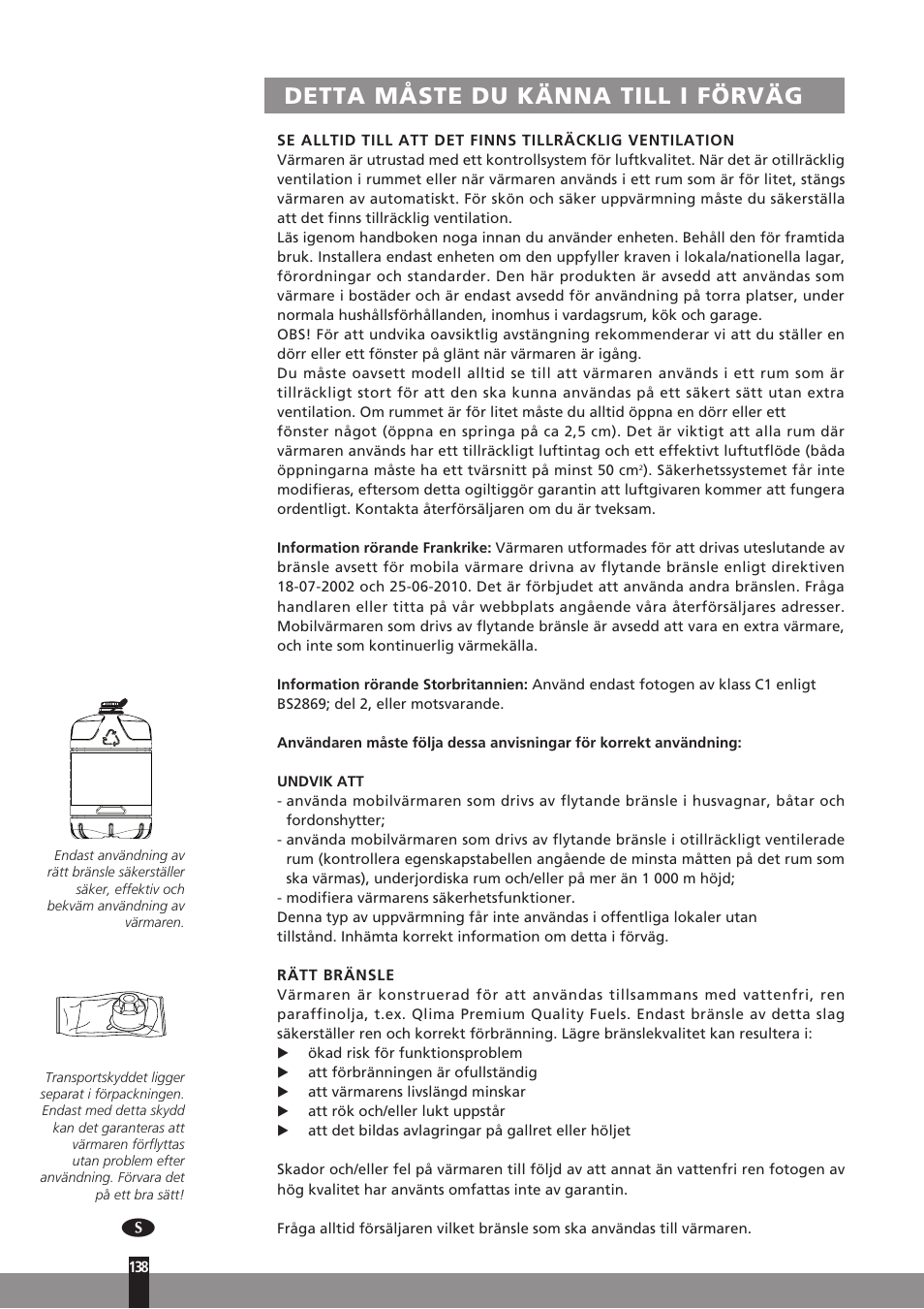 Detta måste du känna till i förväg | Qlima SRE7037C User Manual | Page 160 / 184